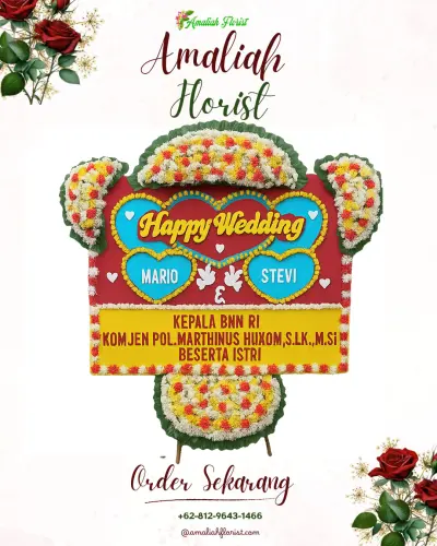 Karangan Papan Bunga Pernikahan di Malausma
